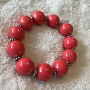 BARBIE! Garold Miller fuchsia pink stretch bracelet with silver separators.